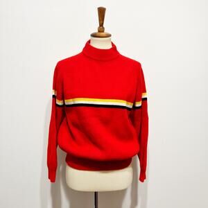 Vintage 70's J.S.I. All American Sportswear red striped ski sweater Size Medium